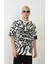 Unisex Baskılı Bisiklet Yaka Oversize T-Shirt - Beyaz 4