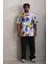 Unisex Oversize Baskılı Bisiklet Yaka T-Shirt - Beyaz 1