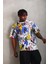 Unisex Oversize Baskılı Bisiklet Yaka T-Shirt - Beyaz 4