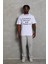Unisex Oversize Baskılı Bisiklet Yaka T-Shirt - Beyaz 3