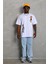 Unisex Oversize Baskılı Bisiklet Yaka T-Shirt - Beyaz 1