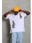 Unisex Oversize Baskılı Bisiklet Yaka T-Shirt - Beyaz 4