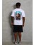 Unisex Oversize Baskılı Bisiklet Yaka T-Shirt - Beyaz 4
