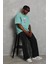 Unisex Oversize Baskılı Bisiklet Yaka T-Shirt - Mint Yeşili 2