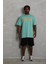 Unisex Oversize Baskılı Bisiklet Yaka T-Shirt - Mint Yeşili 3