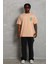 Unisex Oversize Baskılı Bisiklet Yaka T-Shirt - Bej 1