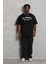 Unisex Oversize Baskılı Bisiklet Yaka T-Shirt - Siyah 1