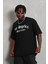 Unisex Oversize Baskılı Bisiklet Yaka T-Shirt - Siyah 3
