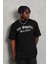 Unisex Oversize Baskılı Bisiklet Yaka T-Shirt - Siyah 4