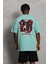 Unisex Oversize Baskılı Bisiklet Yaka T-Shirt - Mint Yeşili 3