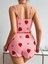 Pamuklu Pembe Üstüne Çilek Desen Fitilli Askılı Şortlu Pijama Takımı 4