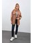Kadın Oversize Jean Gömlek Bej 7