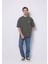 Oversize Fit Yuvarlak Yaka Düz Erkek Yeşil Kısa Kol Tişört 3