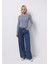 Loose Fit Düşük Bel Geniş Paça Kadın Indigo Jean Pantolon 1