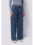 Loose Fit Düşük Bel Geniş Paça Kadın Indigo Jean Pantolon 4
