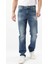Erkek Yırtık Detaylı Jean Pantolon Mavi 5