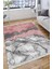 Pembe Mermer Desenli Gri Şeritli Halı Yıkanabilir Kaymaz Tabanlı Kilim Dot Tabanlı Halı 1025B 3