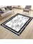 Siyah Çerçeveli Halı Mermer Desenli Kilim Yıkanabilir Kaymaz Tabanlı Kilim Dot Tabanlı Halı 1061A 1