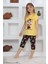 (11-14 Yaş) Mnn Ms Desenli Kız Çocuk kapri takım - Sarı 1