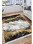 Siyah Mermer Desenli Altın Şeritli Halı Yıkanabilir Kaymaz Tabanlı Kilim Dot Tabanlı Halı 1025H 3