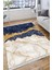 Lacivert Mermer Desenli Gold Şeritli Halı Yıkanabilir Kaymaz Tabanlı Kilim Dot Tabanlı Halı 1025A 3