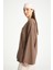 Kahve Yırtmaç Detaylı Bağlamalı Uzun %100 Pamuk Kimono 29211 4