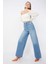 Kadın Mavi Bol Paça Uzun Jean Pantolon 3