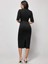 Kadın Kısa Kollu Yakalı Kruvaze Yakalı Beli Kemerli Midi Modal Elbise 4