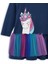 Tüllü Unicorn Kız Çocuk Lacivert Elbise 5