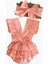 Kız Bebek Somon Pamuklu Salopet Bandana Takım 5