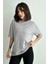 Kadın Büyük Kelebek Baskılı Bisiklet Yaka Oversize T-Shirt 3