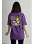 Kadın Büyük Kelebek Baskılı Bisiklet Yaka Oversize T-Shirt 1