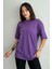 Kadın Büyük Kelebek Baskılı Bisiklet Yaka Oversize T-Shirt 2