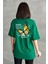 Kadın Büyük Kelebek Baskılı Bisiklet Yaka Oversize T-Shirt 2