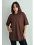 Kadın Büyük Kelebek Baskılı Bisiklet Yaka Oversize T-Shirt 2
