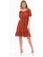 Kadın Kiremit Beli Lastikli Tery Coton Elbise 4367-95 2