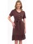 Kadın Elbise Kahve Renk Önden Düğme Detaylı Yazlık Midi Elbise 4437-105 4