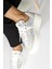 Julissa Beyaz Süet Parlak Desenli Kalın Taban Kadın Sneakers 3