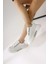Rosella Beyaz Kalın Tabanlı Taş Detaylı Bağcıklı Sneakers 3
