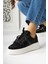 Julissa Siyah Süet Parlak Desenli Kalın Taban Kadın Sneakers 2