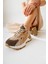 Siska Bej-Kahve Bağcıklı Yüksek Taban Sneakers 1