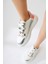 Deena Beyaz Kalın Tabanlı Taş Detaylı Sneakers 1