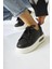 Loura Siyah Deri Desenli Havalı Taban Bağcıklı Sneakers 1