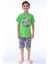 (6-11 Yaş) Cool Boy Desenli Erkek Çocuk kapri takım - Yeşil 1