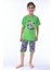 (6-11 Yaş) Cool Boy Desenli Erkek Çocuk kapri takım - Yeşil 5