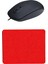 Kırmızı Mouse Pad+ Kablolu Mouse Bilgisayar Faresi Notebook Pc Uyumlu Mause 1