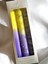 Ae'on 3'lü Şamdan Set Mor-Sarı Mermer Desen, Dip Dye ve Konfeti (Damlatmaz) 1