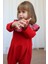 Kız Çocuk Kırmızı Ekose Yakalı Çıtçıt Detaylı Yılbaşı Tulum Salopet 6