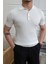 Erkek Polo Yaka Pamuk Saç Örgülü Slim Fit Kısa Kollu Ince Triko Tişört 1