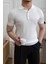 Erkek Polo Yaka Pamuk Saç Örgülü Slim Fit Kısa Kollu Ince Triko Tişört 4